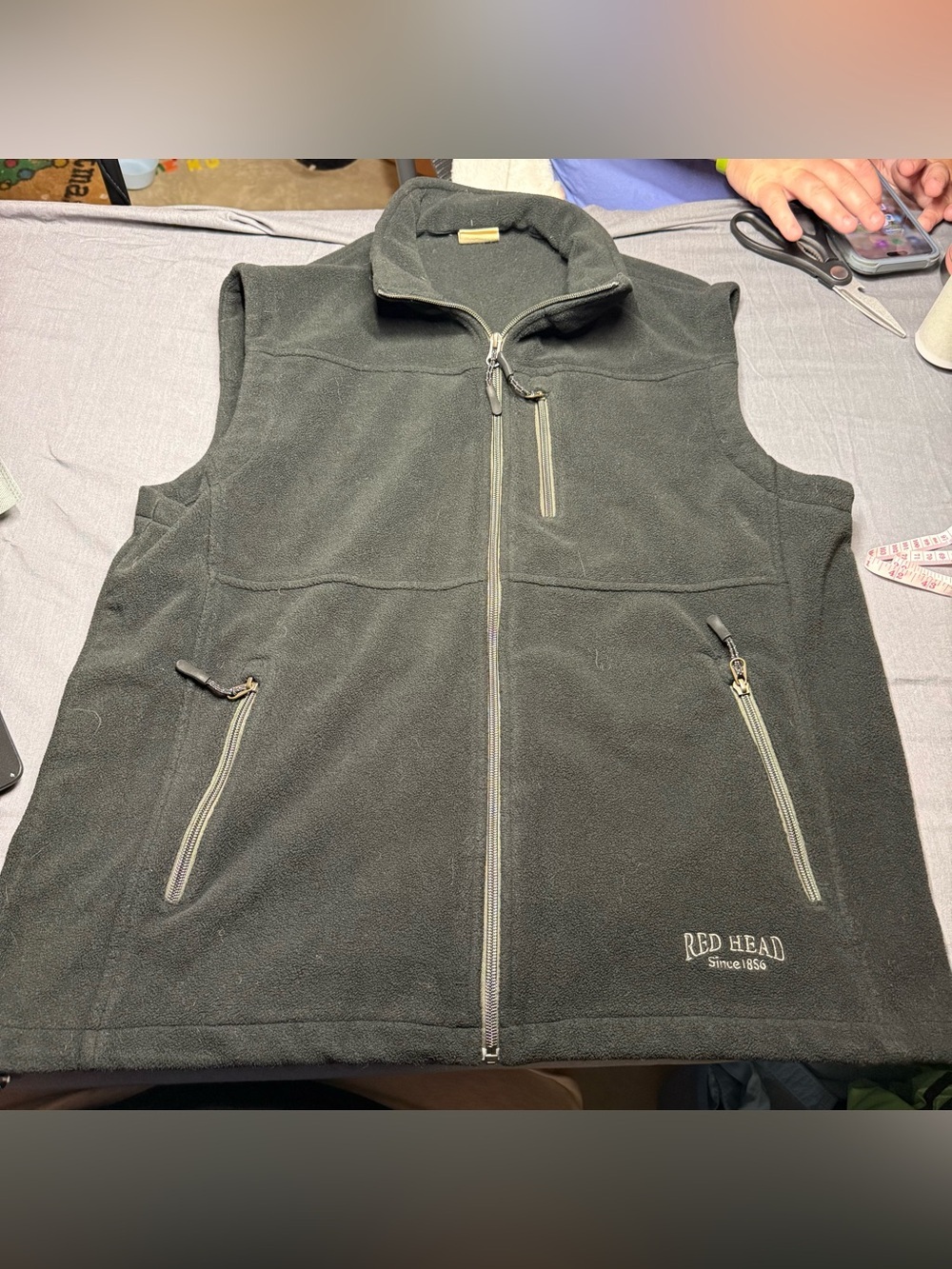 RedHead Men's Black Fleece Vest with Zip Pockets